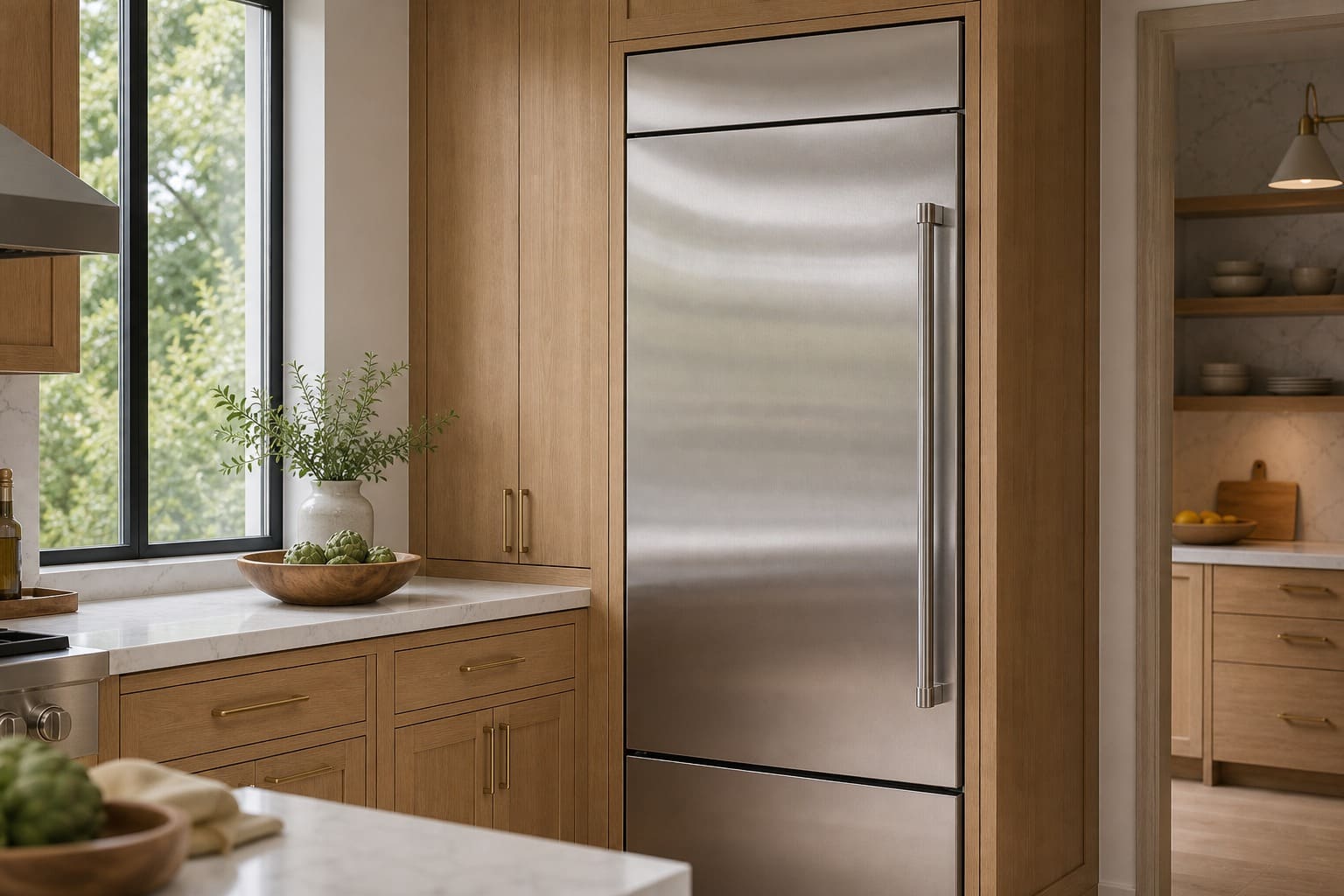 Viking built-in refrigerator column serviced in a Piedmont kitchen